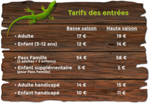 Tarifs des entrées