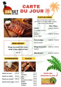 Menu Sunset Planet Exotica