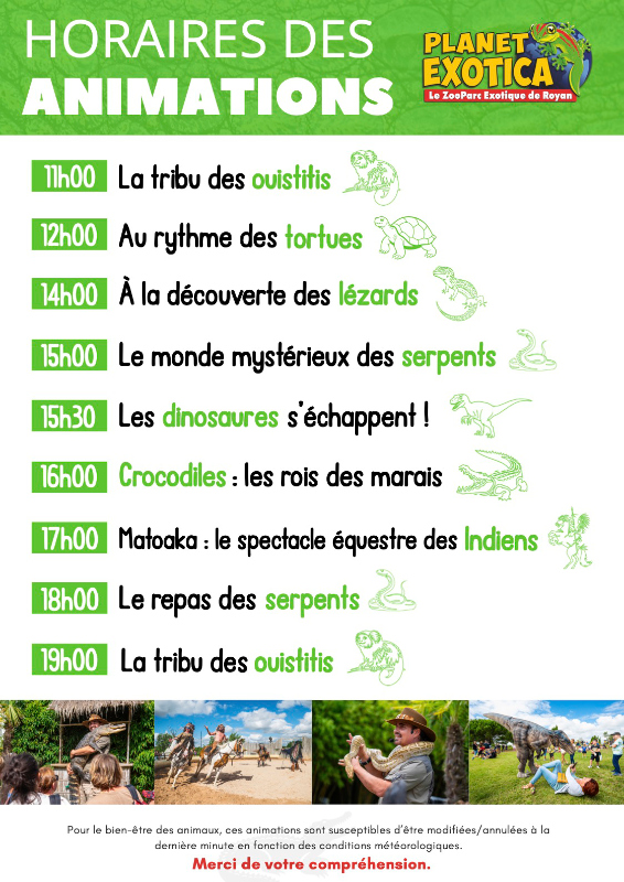 Animations Planet Exotica - Saison 2026 Animations - saison 2026